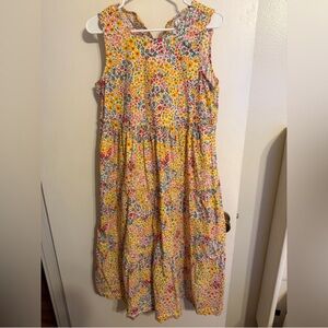 J. Crew Yellow Floral Sleeveless Midi Dress